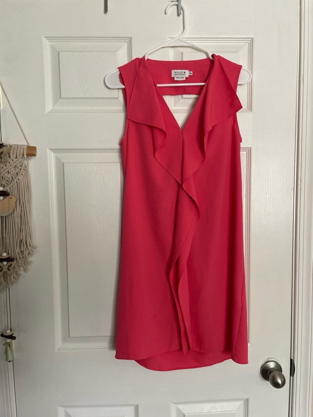 Molly Bracken Women’s XS/S Pink Ruffle Front Sleeveless Dress